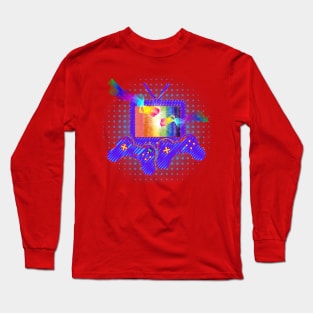 Gamer Gay Pride Rainbow Controllers and TV RED Long Sleeve T-Shirt